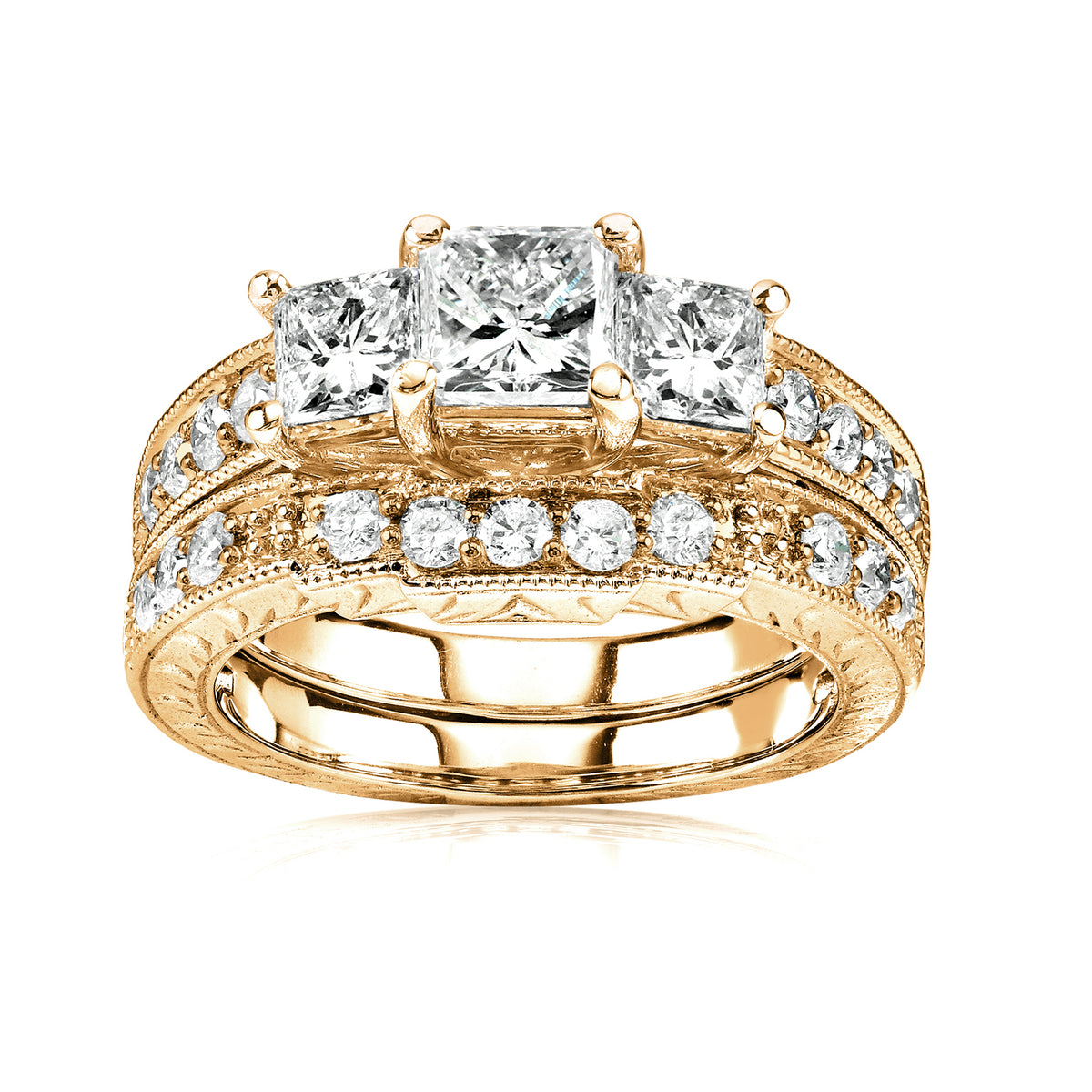 1.6 Carat Natural Diamond Josephine Bridal Set