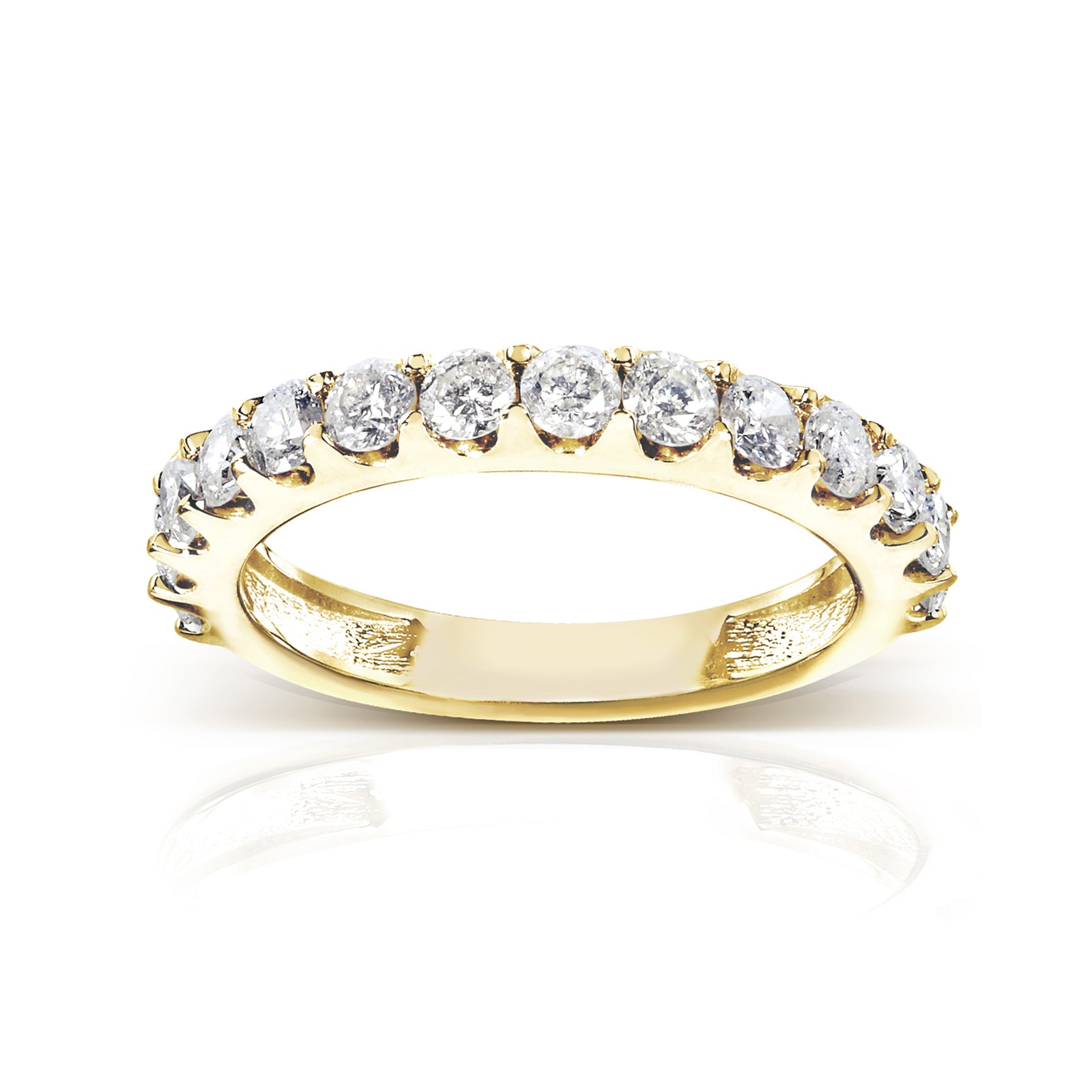 Kobelli Round Lab-Grown Diamond Half Eternity Wedding Band in 14k Gold ...