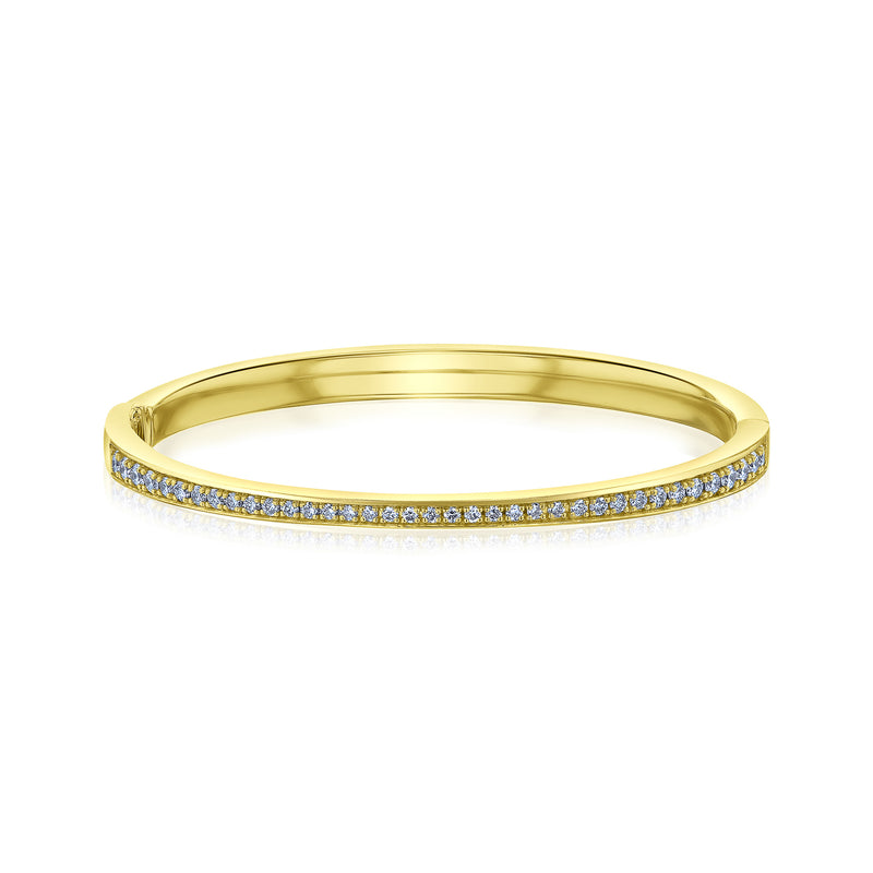 Lab Grown Diamond Bangle - Narrow diamonds on one side