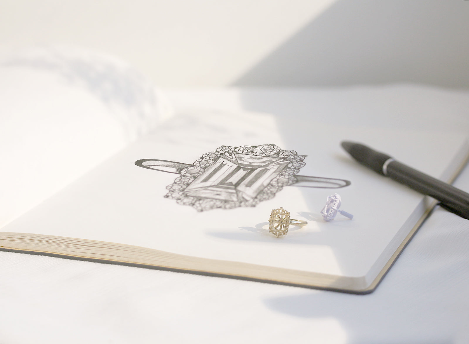 pencil sketch of our Elizabeth Ring