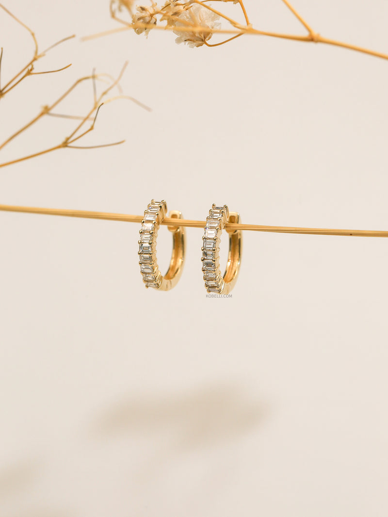 Millie Baguette Diamond Hoops