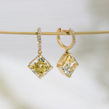 Fancy Yellow Diamond Rhombus Gold Earrings