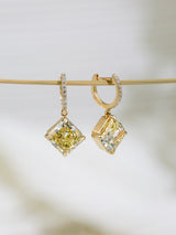 Fancy Yellow Diamond Rhombus Gold Earrings