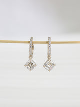 Asscher Rhombus Ivory Gold Earrings