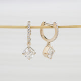 Asscher Rhombus Ivory Gold Earrings