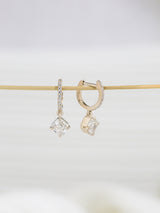 Asscher Rhombus Ivory Gold Earrings