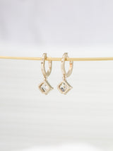 Asscher Rhombus Ivory Gold Earrings