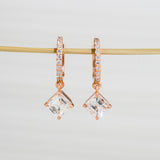 Asscher Rhombus Rose Gold Earrings