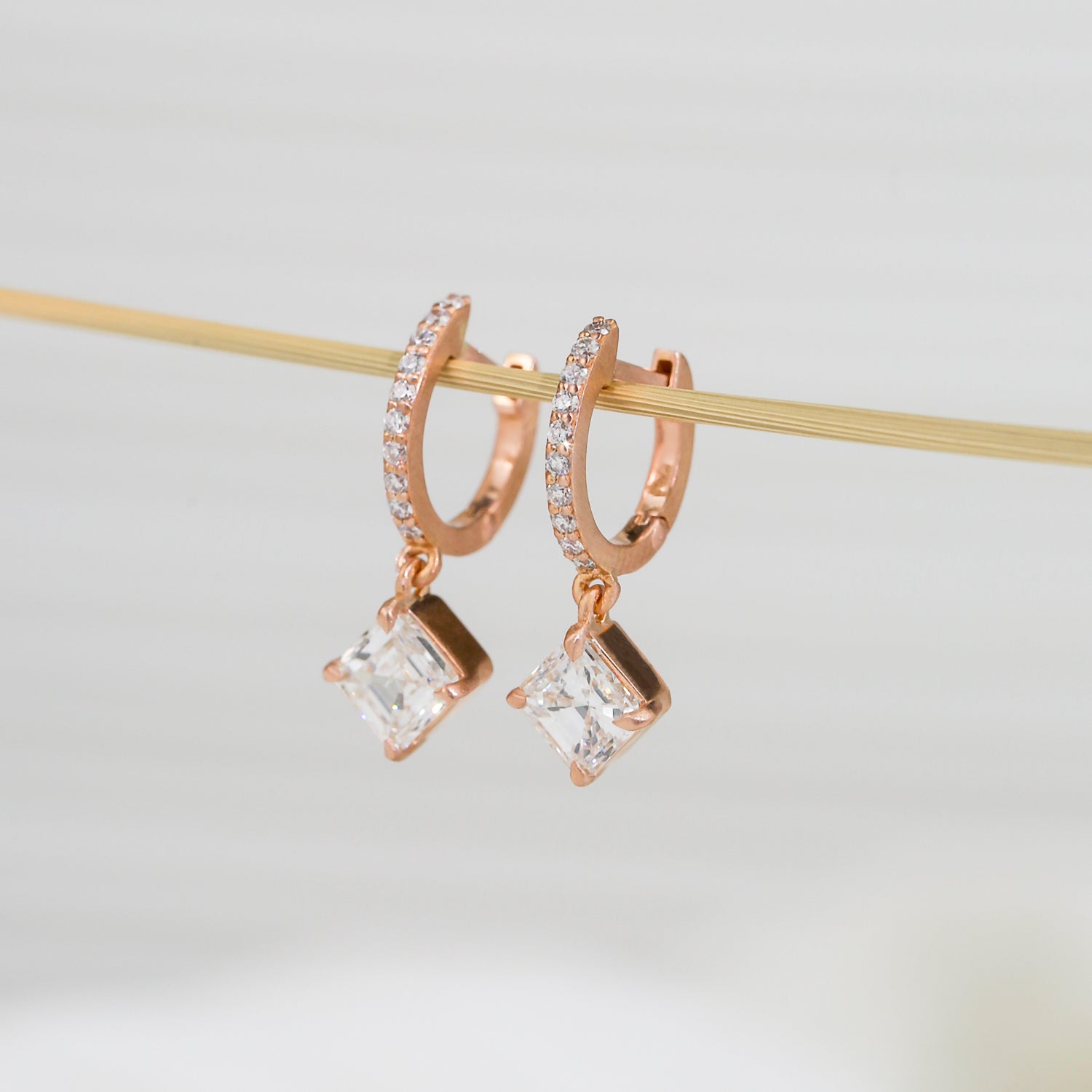 Asscher Kite Rose Earrings