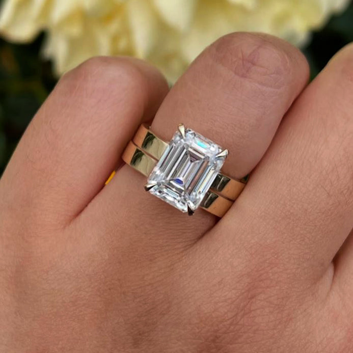 5 Carat Lab Grown Diamond Solitaire Emerald Havana Ring
