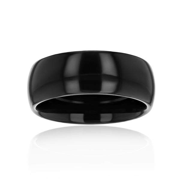 8mm Black Domed High Polish Chadley Ring