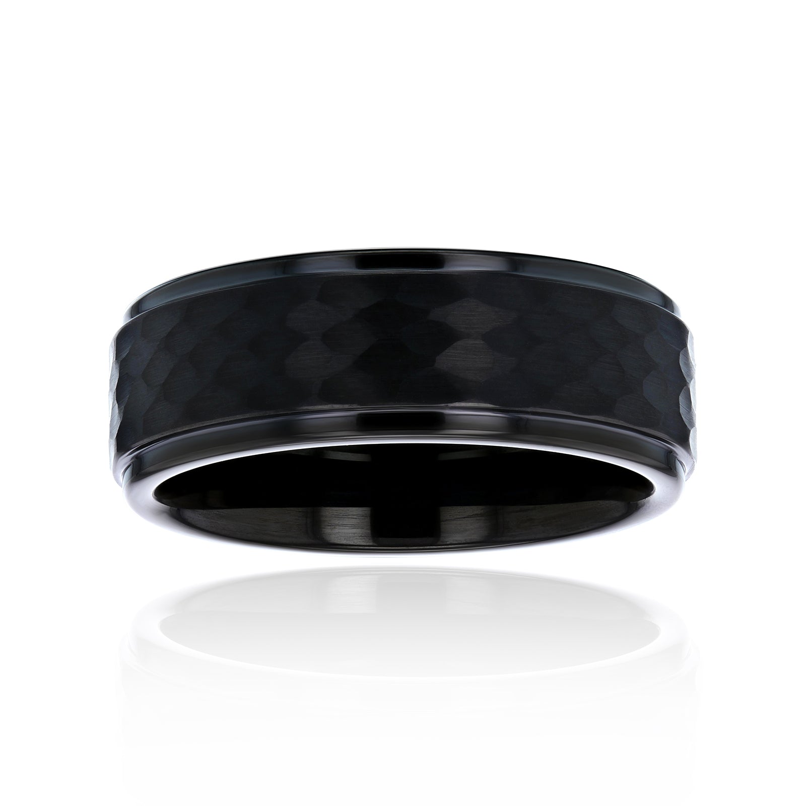 8mm Black Hammered Clyde Ring