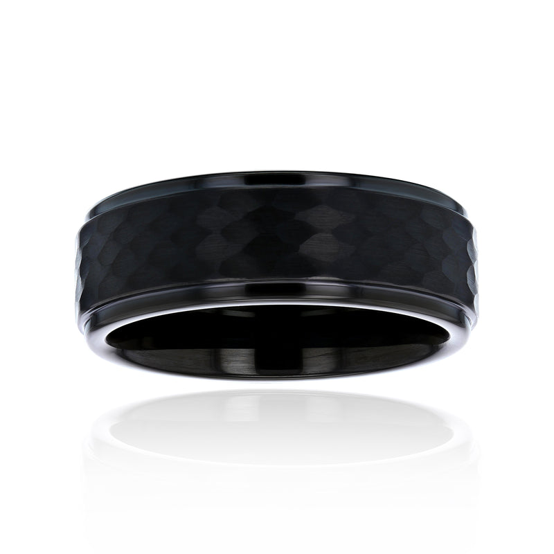 8mm Black Hammered Clyde Ring