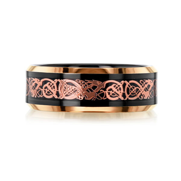 8mm Celtic Black-Rose Dragon Ring