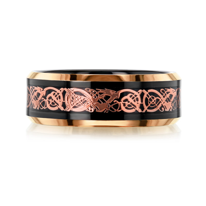8mm Celtic Black-Rose Dragon Ring