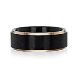 8mm Two-Tone Black Satin Finish with Rose Gold Edge