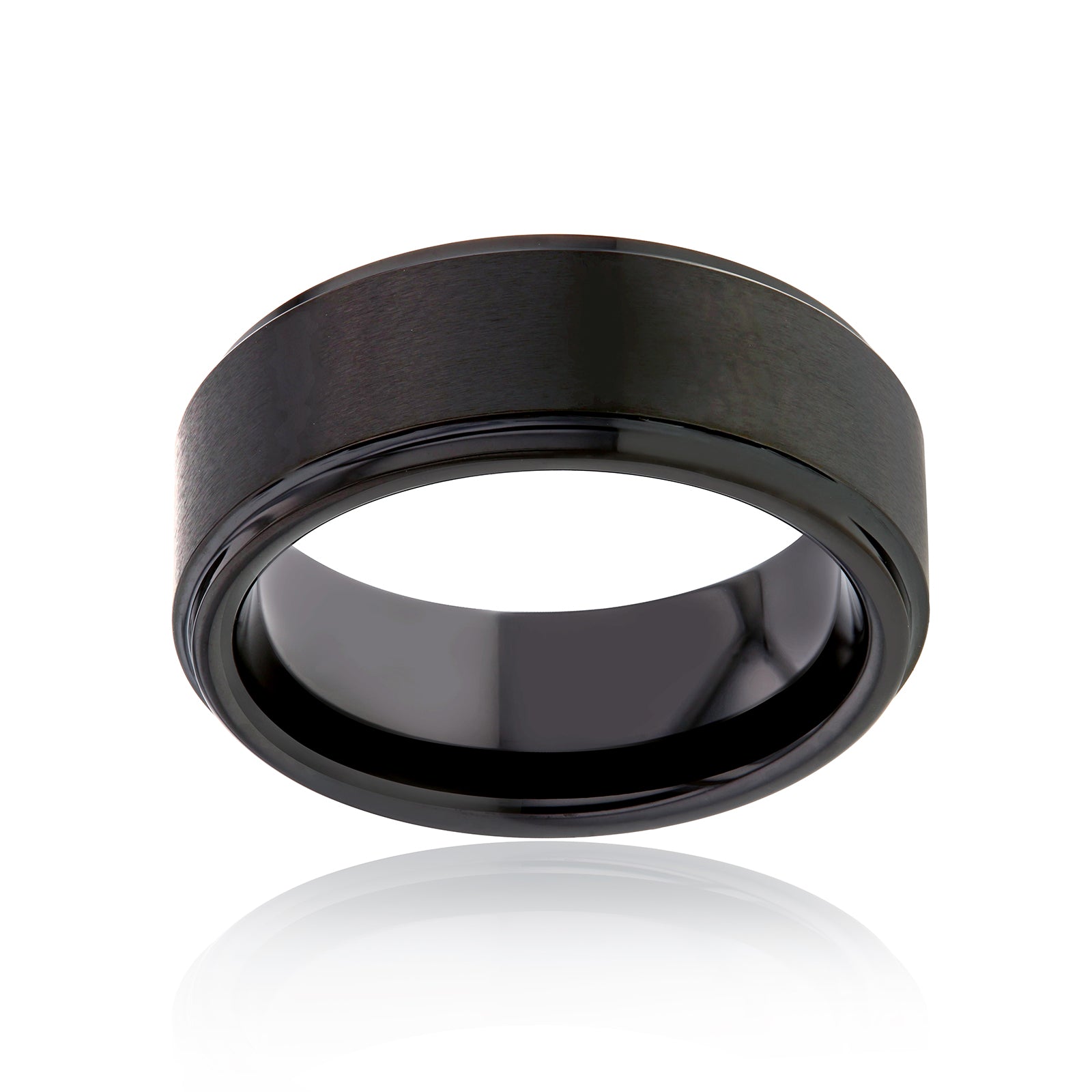 8mm Black Textured Kyle Ring