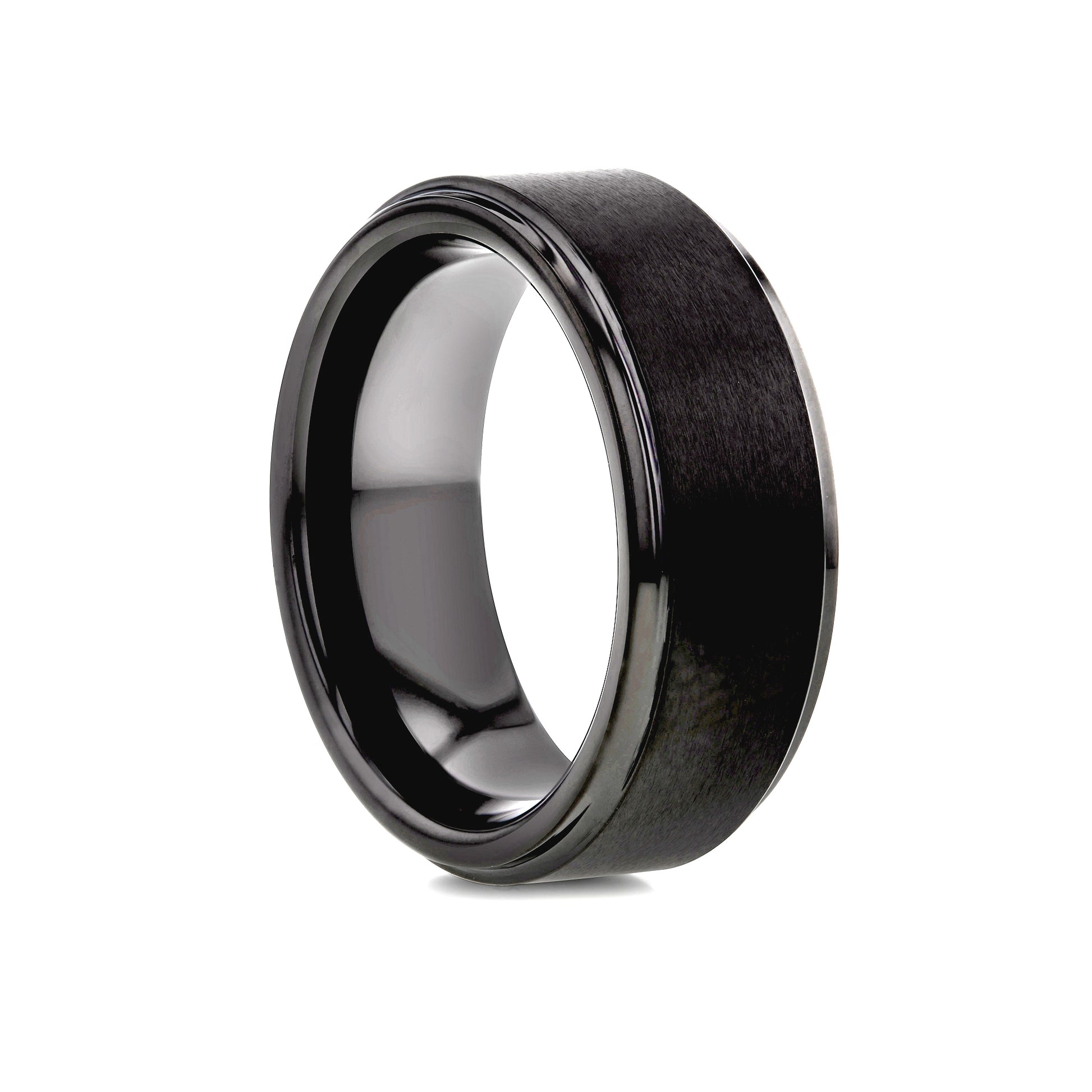 8mm Textured Black Ring