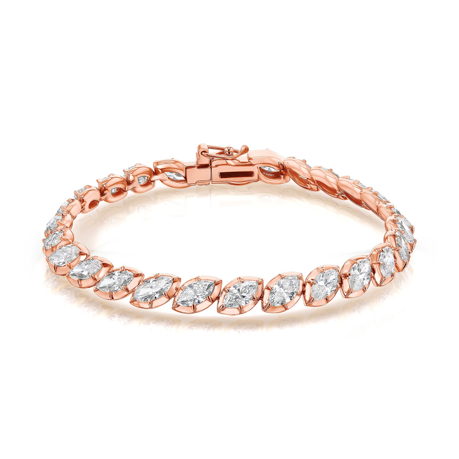 8+ Carat Diamond Collet Tennis Hira Bracelet - rose gold option