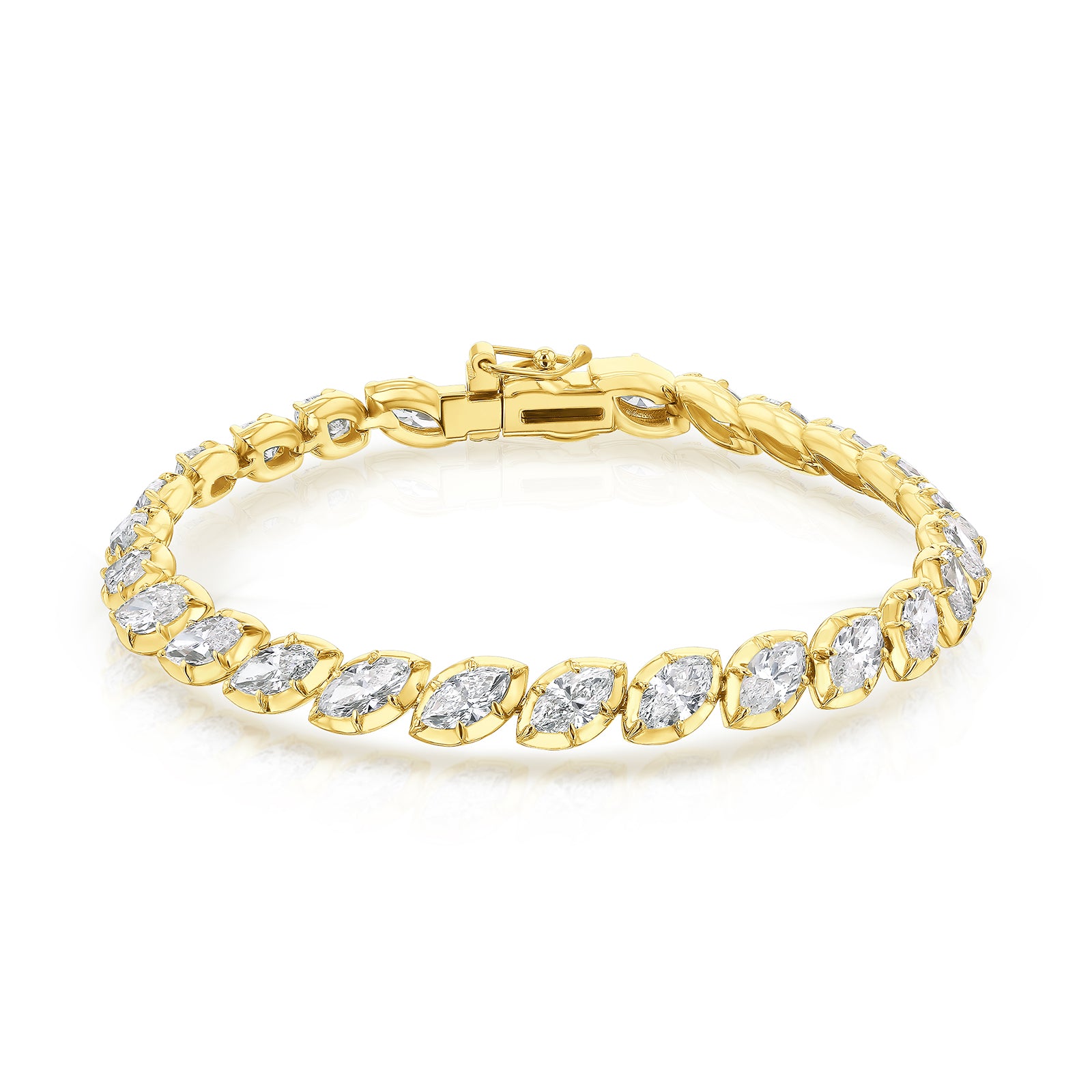 8+ Carat Diamond Collet Tennis Hira Bracelet - yellow gold option
