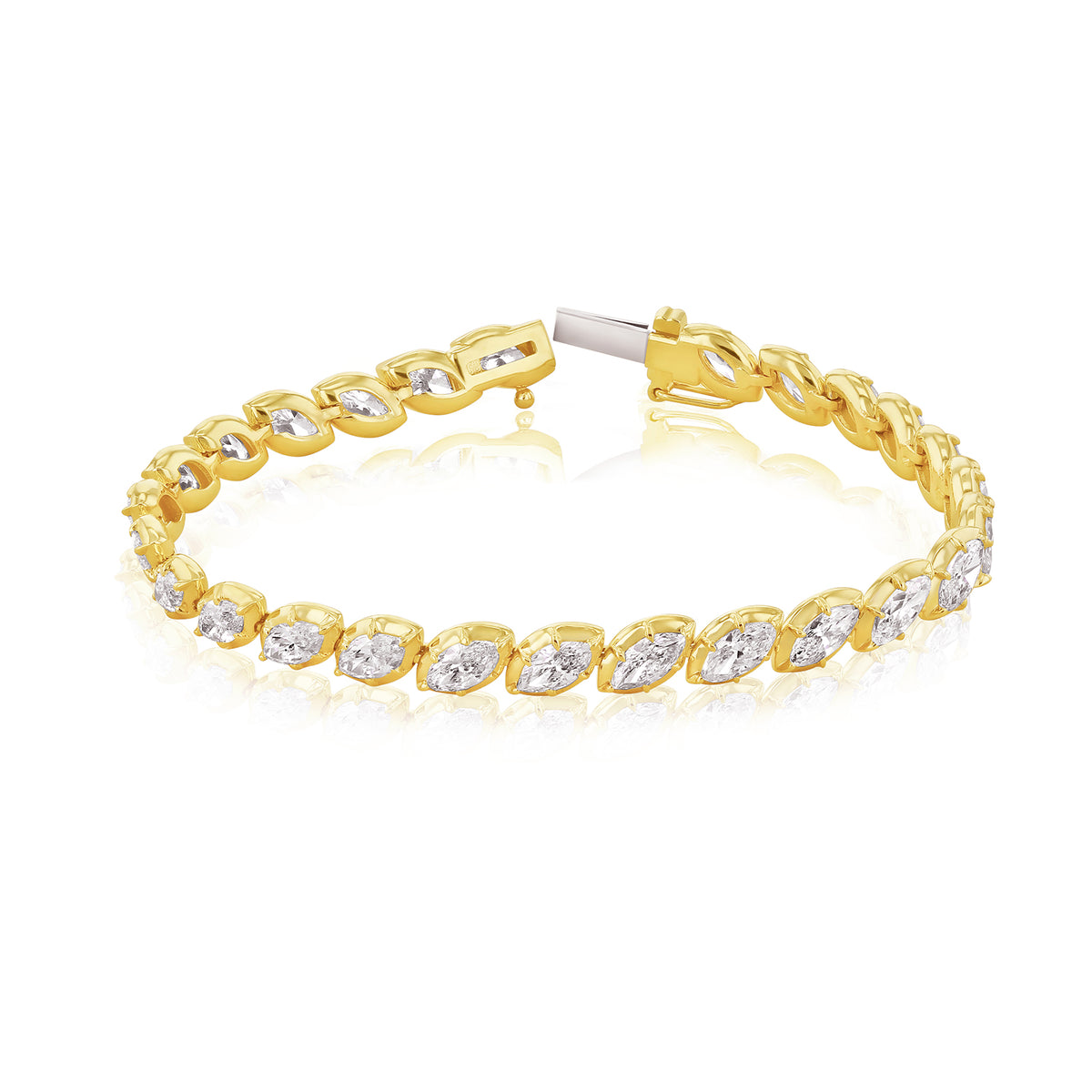8+ Carat Diamond Collet Tennis Hira Bracelet - yellow gold option