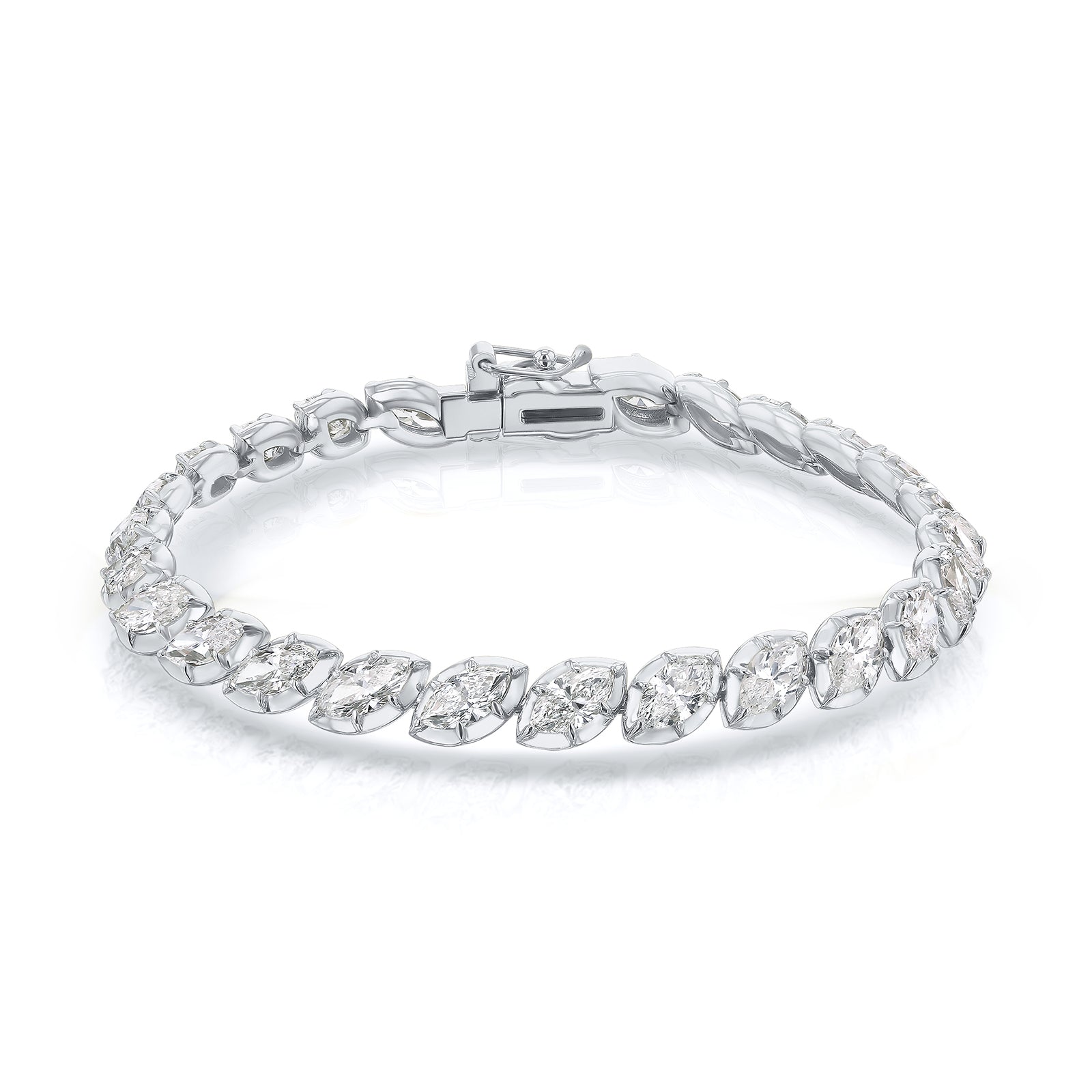 8+ Carat Diamond Collet Tennis Hira Bracelet - white gold option