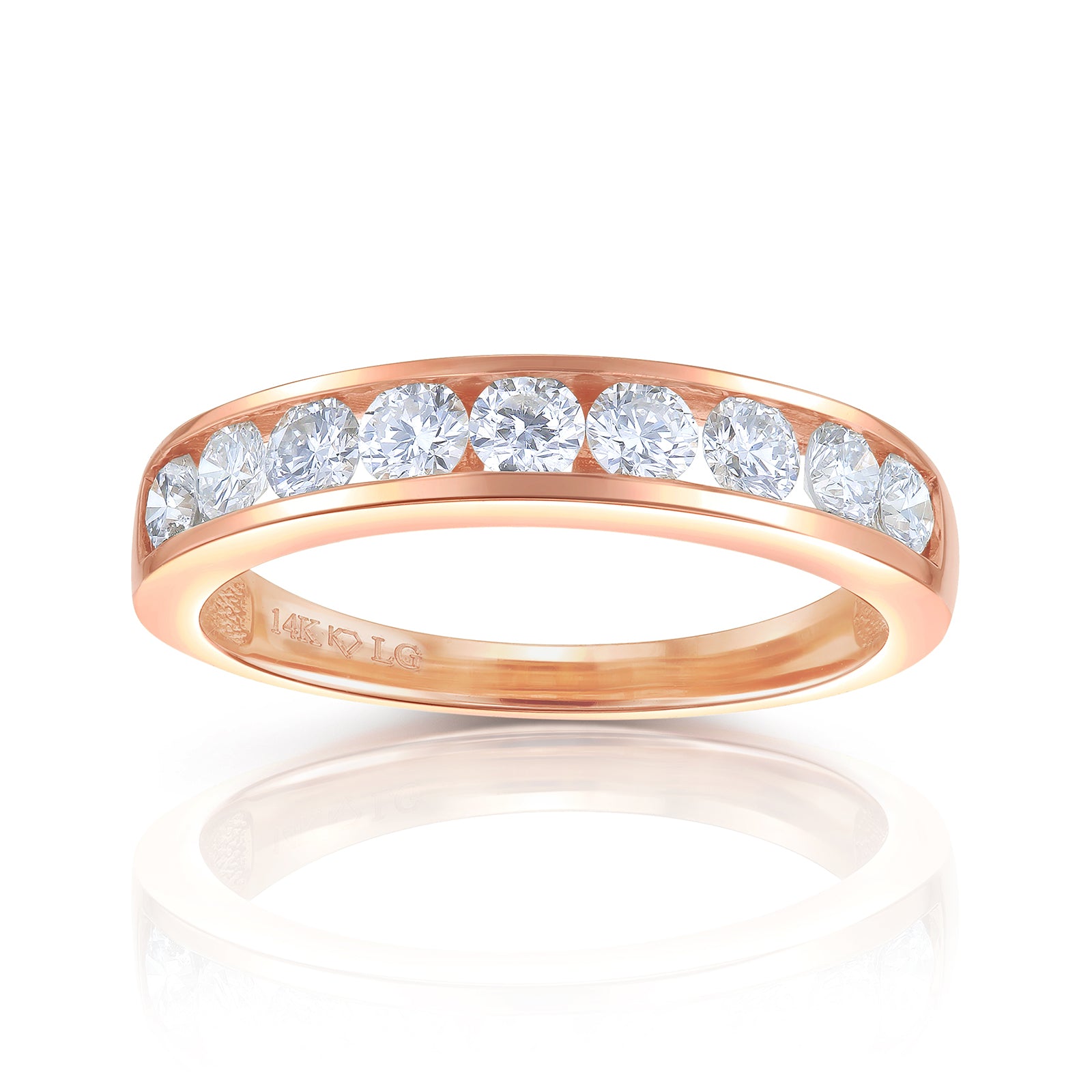 Round Lab-Grown Diamond Channel Set Wedding Band in 14k Rose Gold