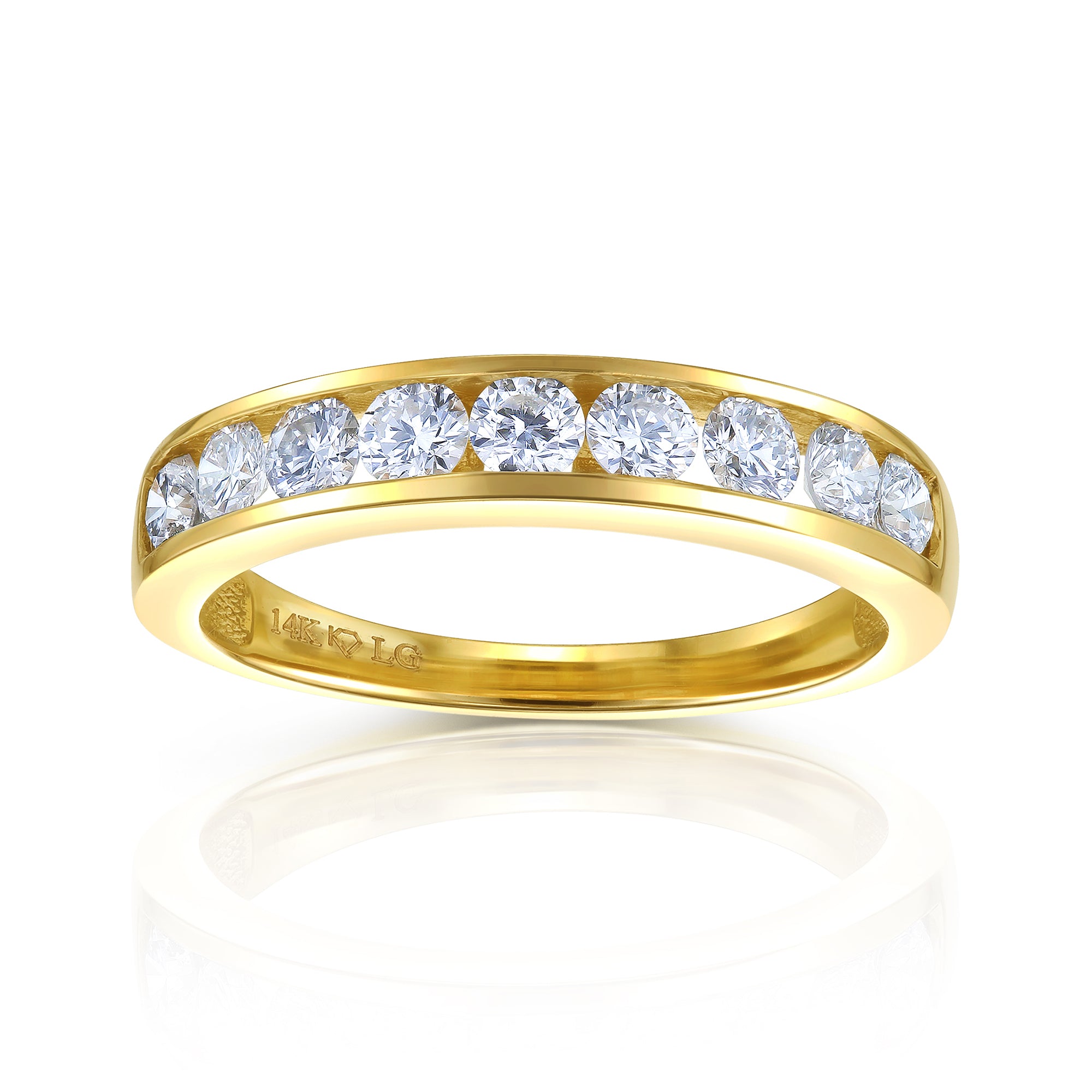Round Lab-Grown Diamond Channel Set Wedding Band in 14k Yellow Gold