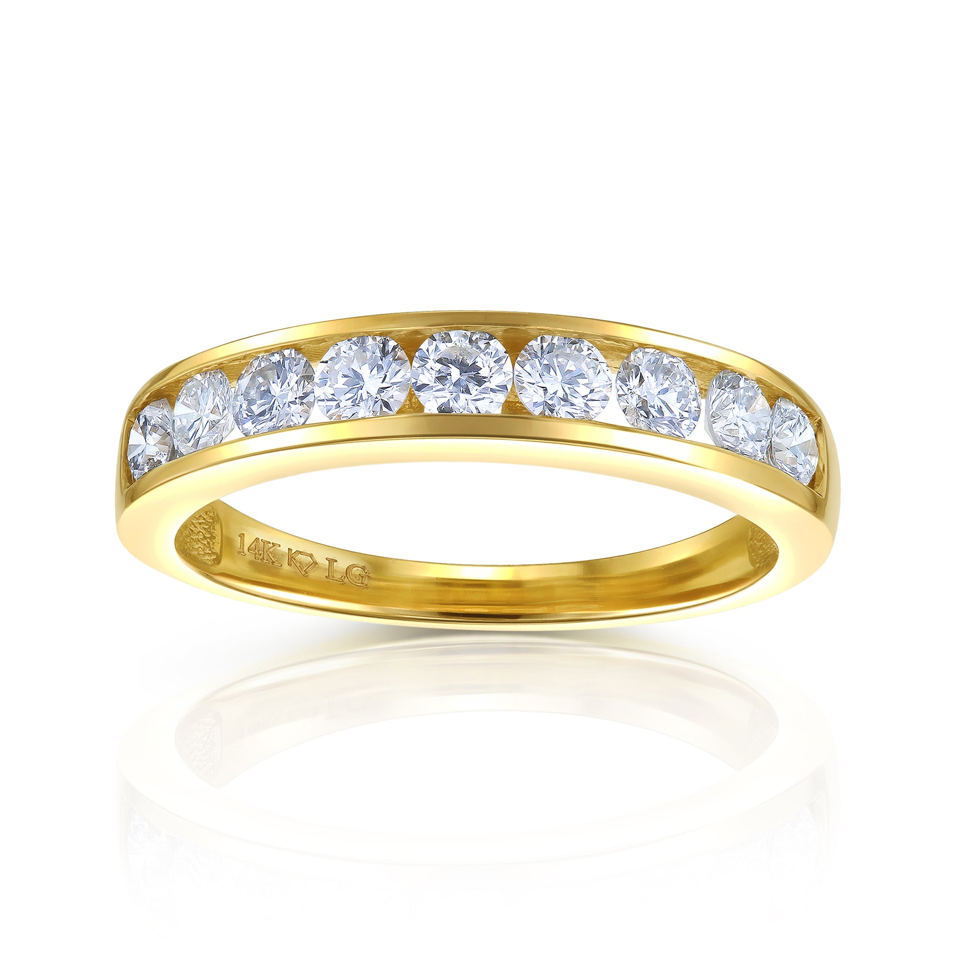 Round Lab-Grown Diamond Channel Set Wedding Band in 14k Yellow Gold