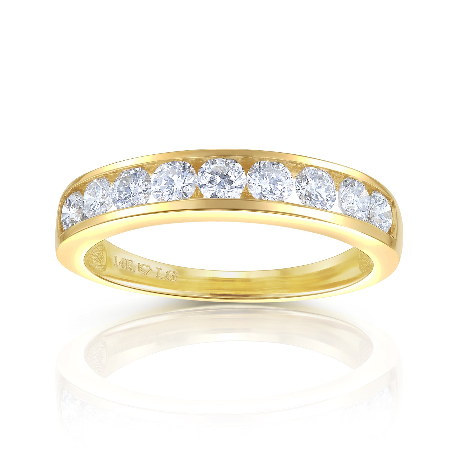 Round Lab-Grown Diamond Channel Set Wedding Band in 14k Yellow Gold