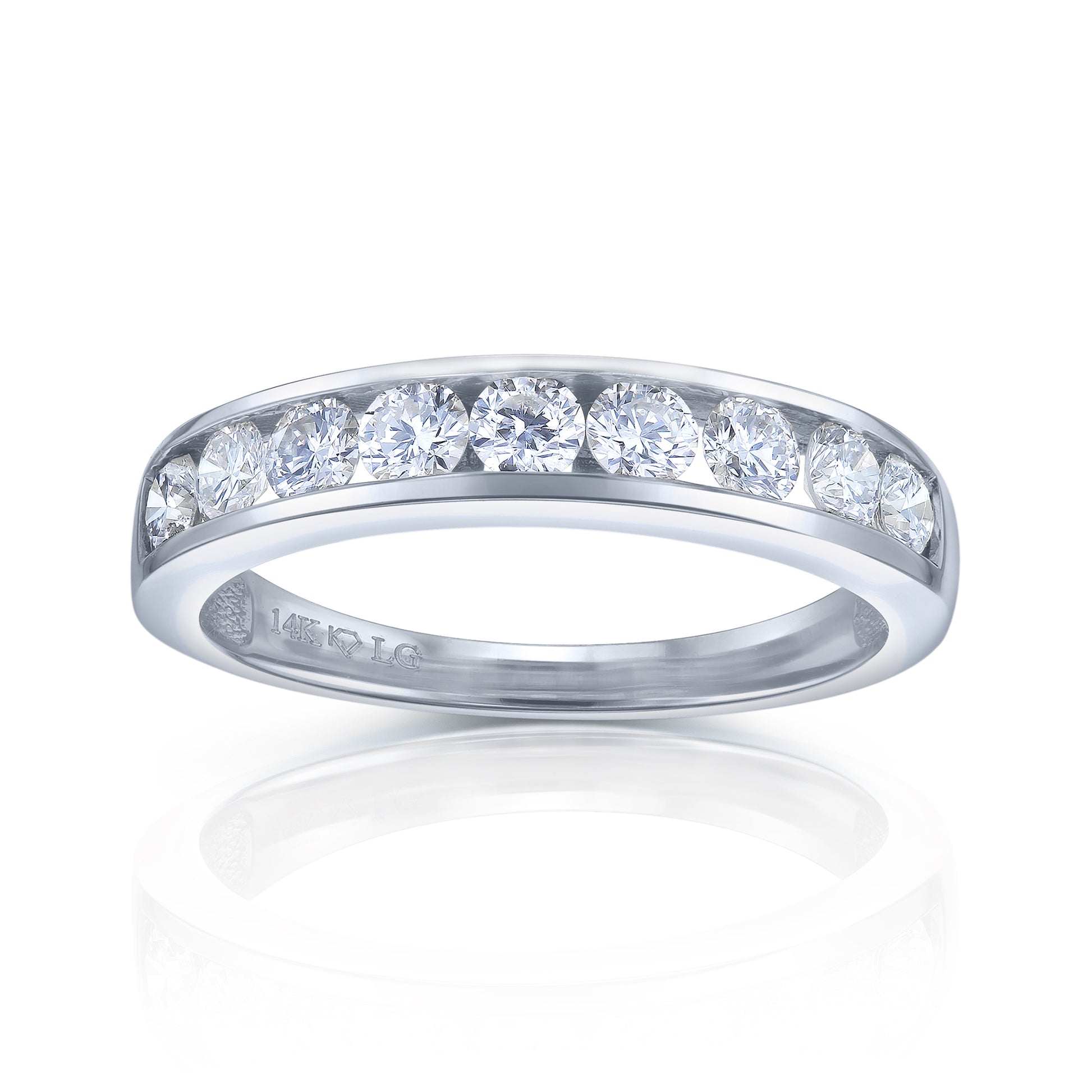 Round Lab-Grown Diamond Channel Set Wedding Band in 14k White Gold