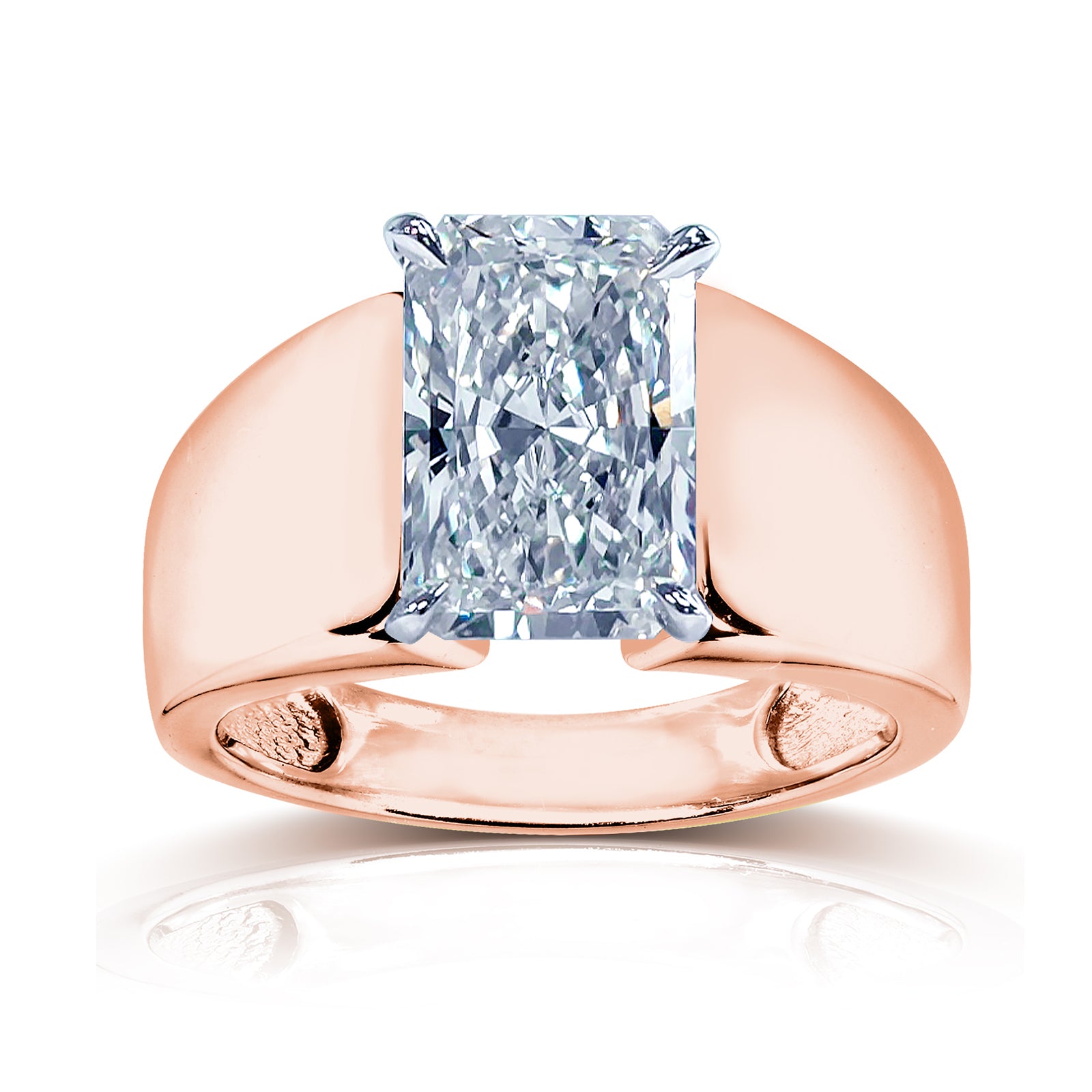 Plain Extra Wide Band Large Radiant Solitaire Heidi Ring