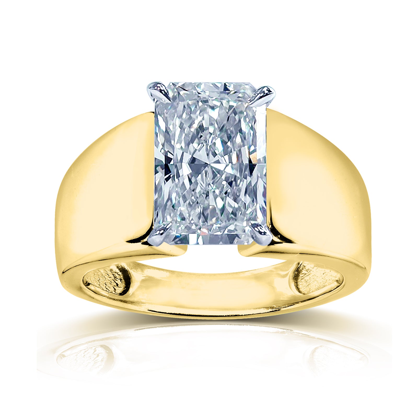 Plain Extra Wide Band Large Radiant Solitaire Heidi Ring