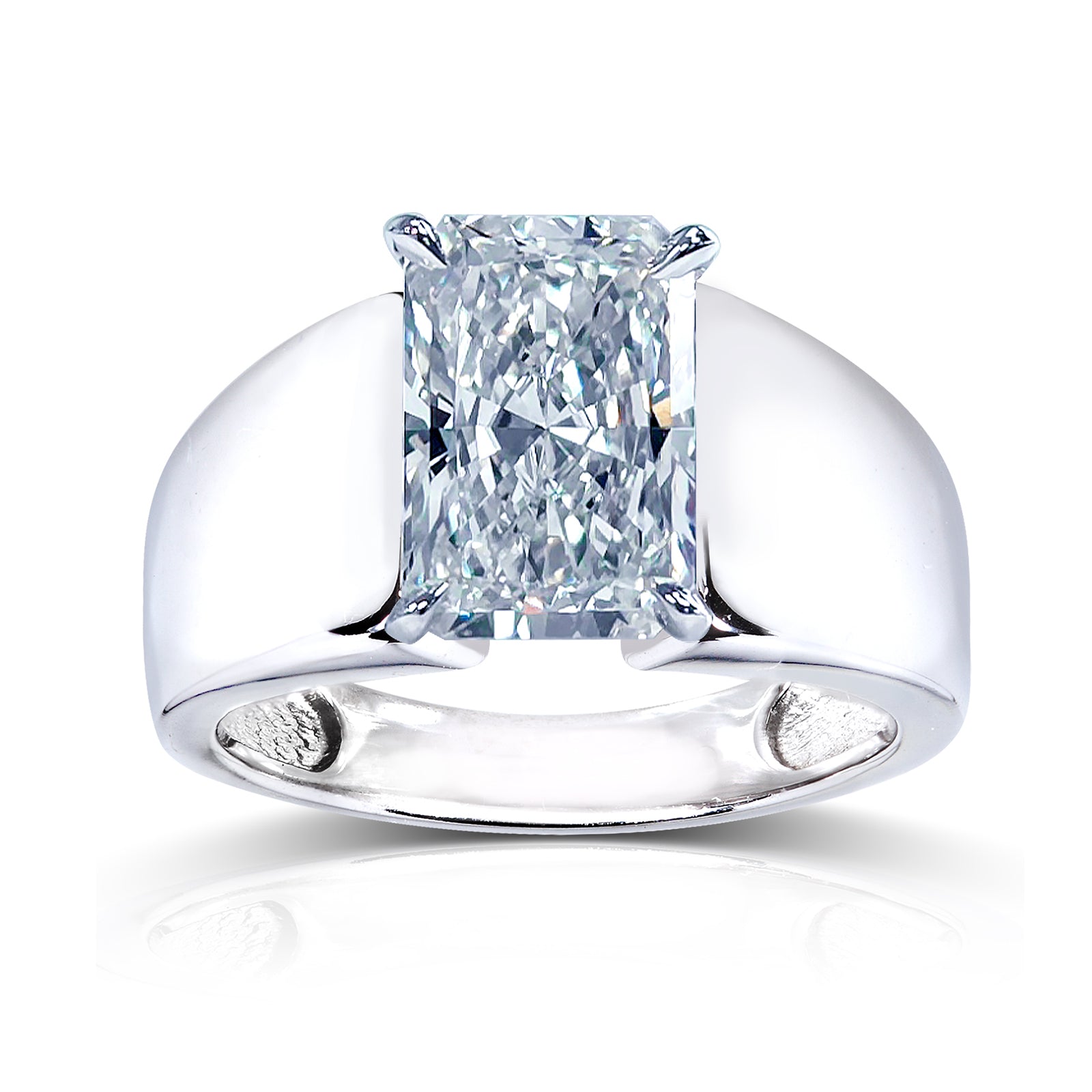 Plain Extra Wide Band Large Radiant Solitaire Heidi Ring
