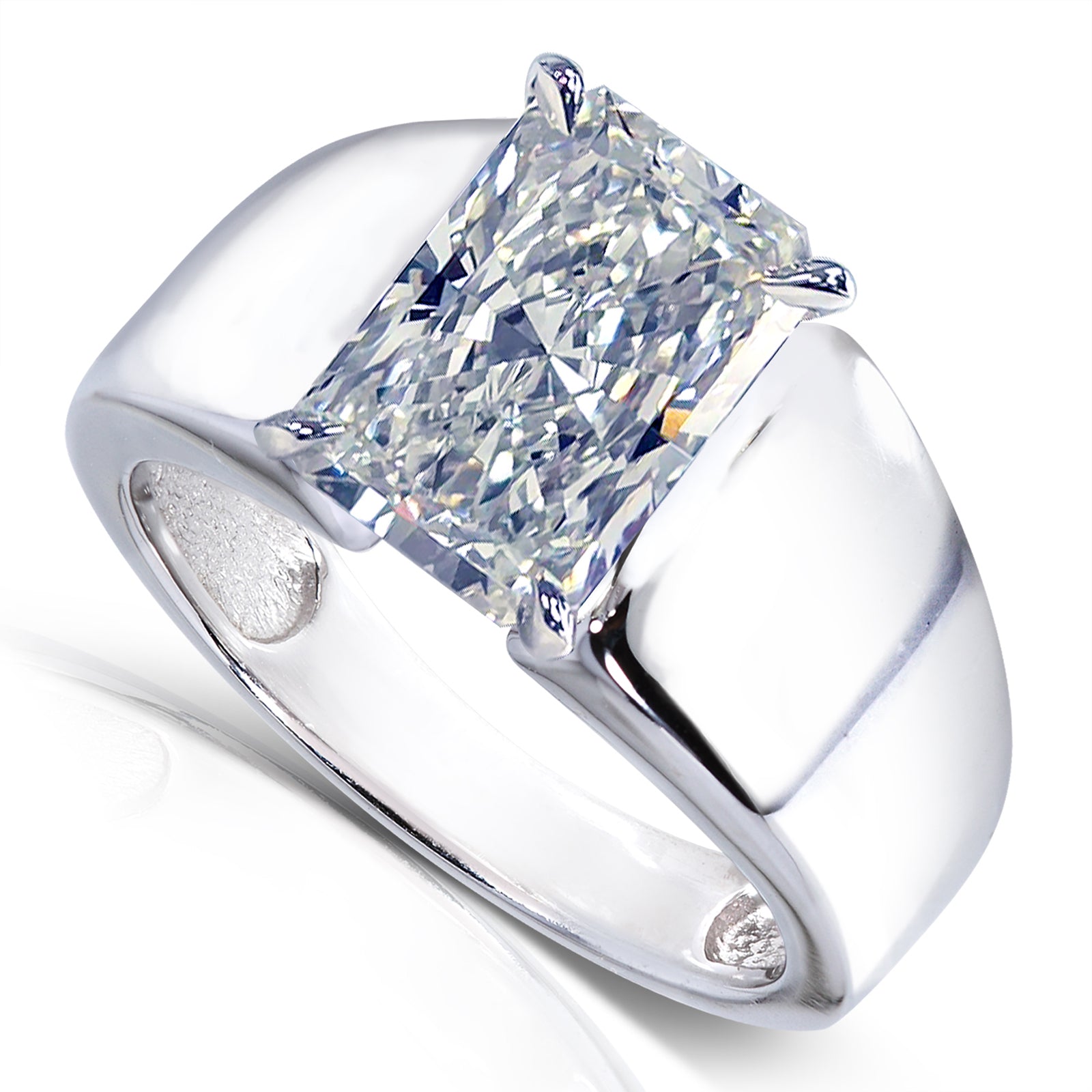 Plain Extra Wide Band Large Radiant Solitaire Heidi Ring