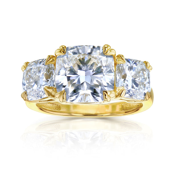 5 Carat Cushion 3-Stone Ring