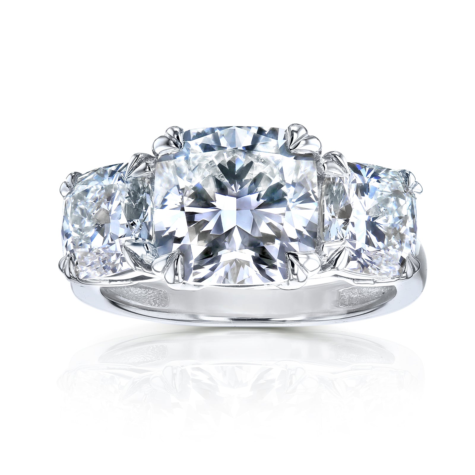 5 Carat Cushion 3-Stone Ring