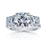 5 Carat Moissanite Cushion 3-Stone Ring