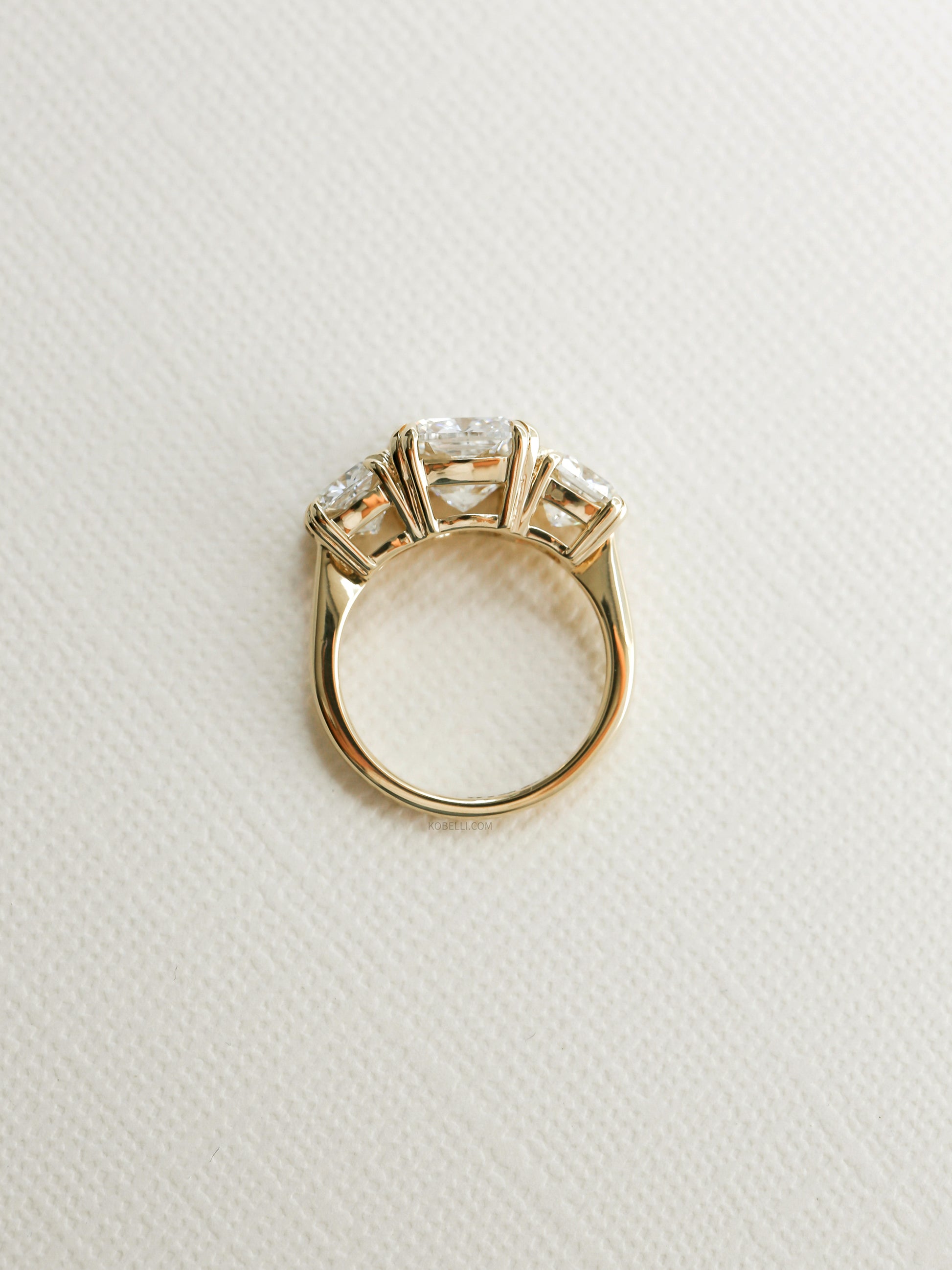 5 Carat Cushion 3-Stone Ring