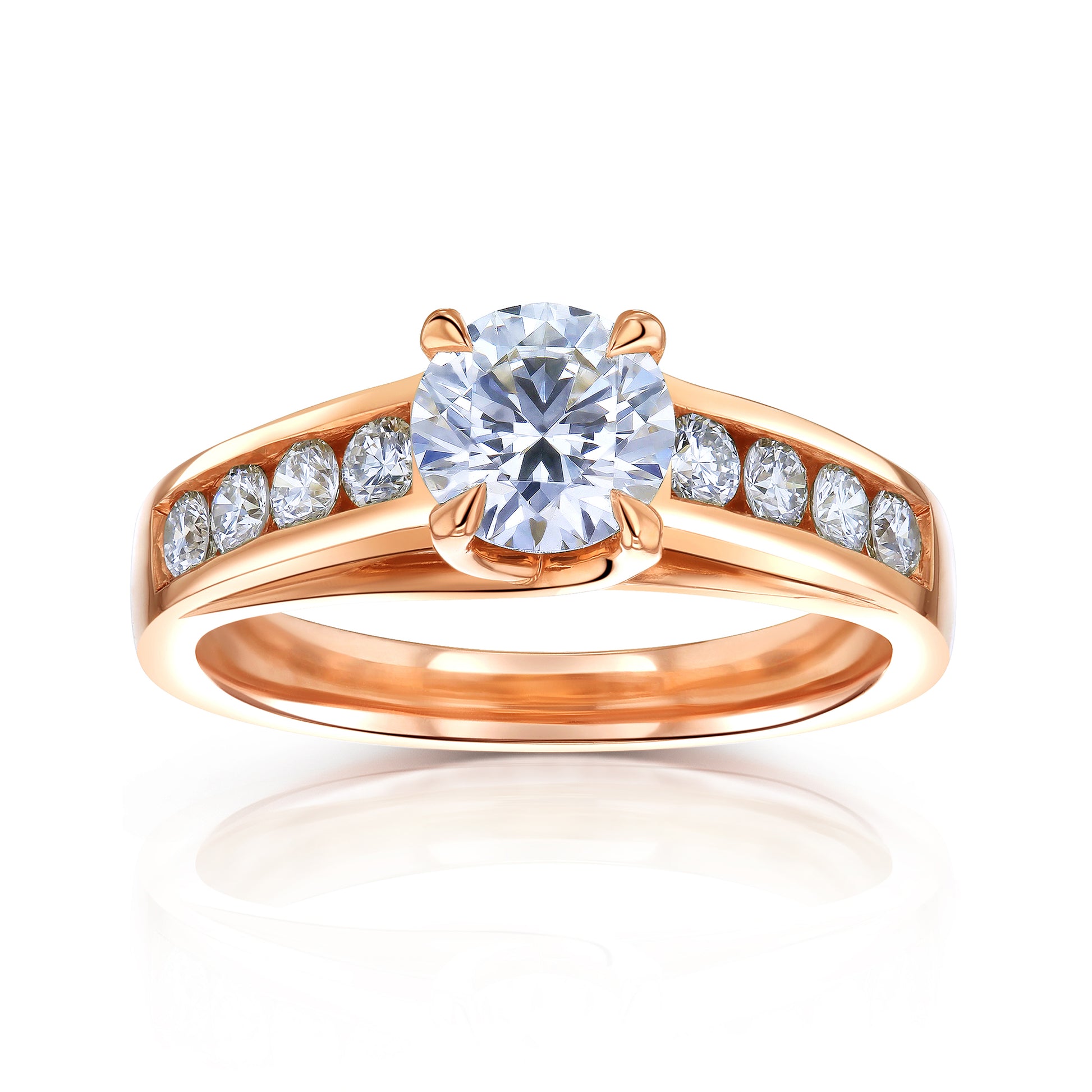 Lab-Grown Diamond Channel Band Engagement Ring in 14k Rose Gold