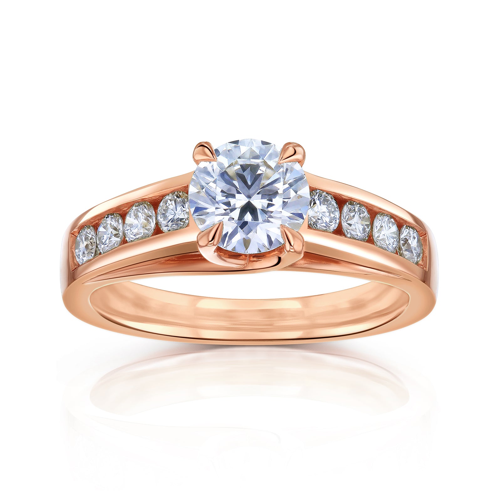 Lab-Grown Diamond Channel Band Engagement Ring in 14k Rose Gold