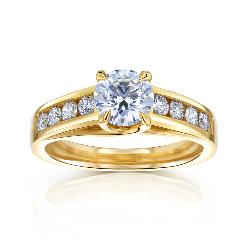 Lab-Grown Diamond Channel Band Engagement Ring in 14k Yellow Gold