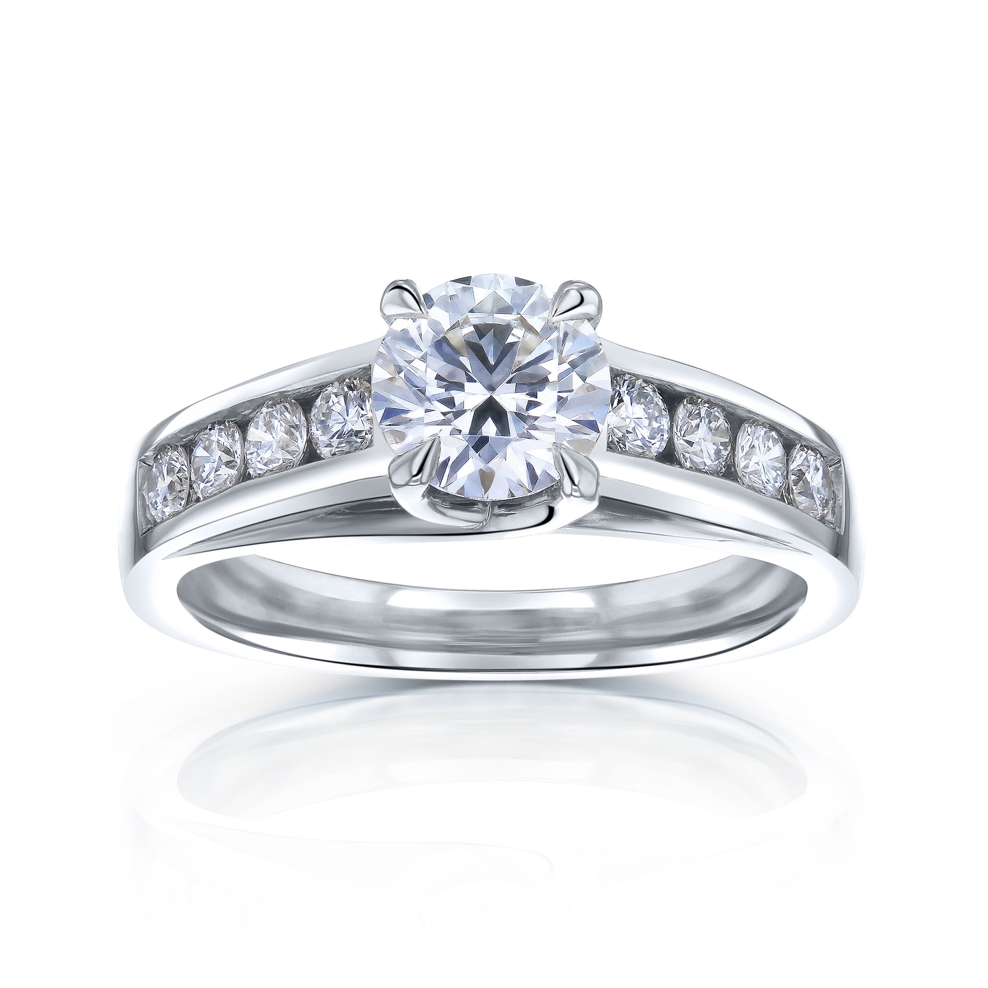 Lab-Grown Diamond Channel Band Engagement Ring in 14k White Gold