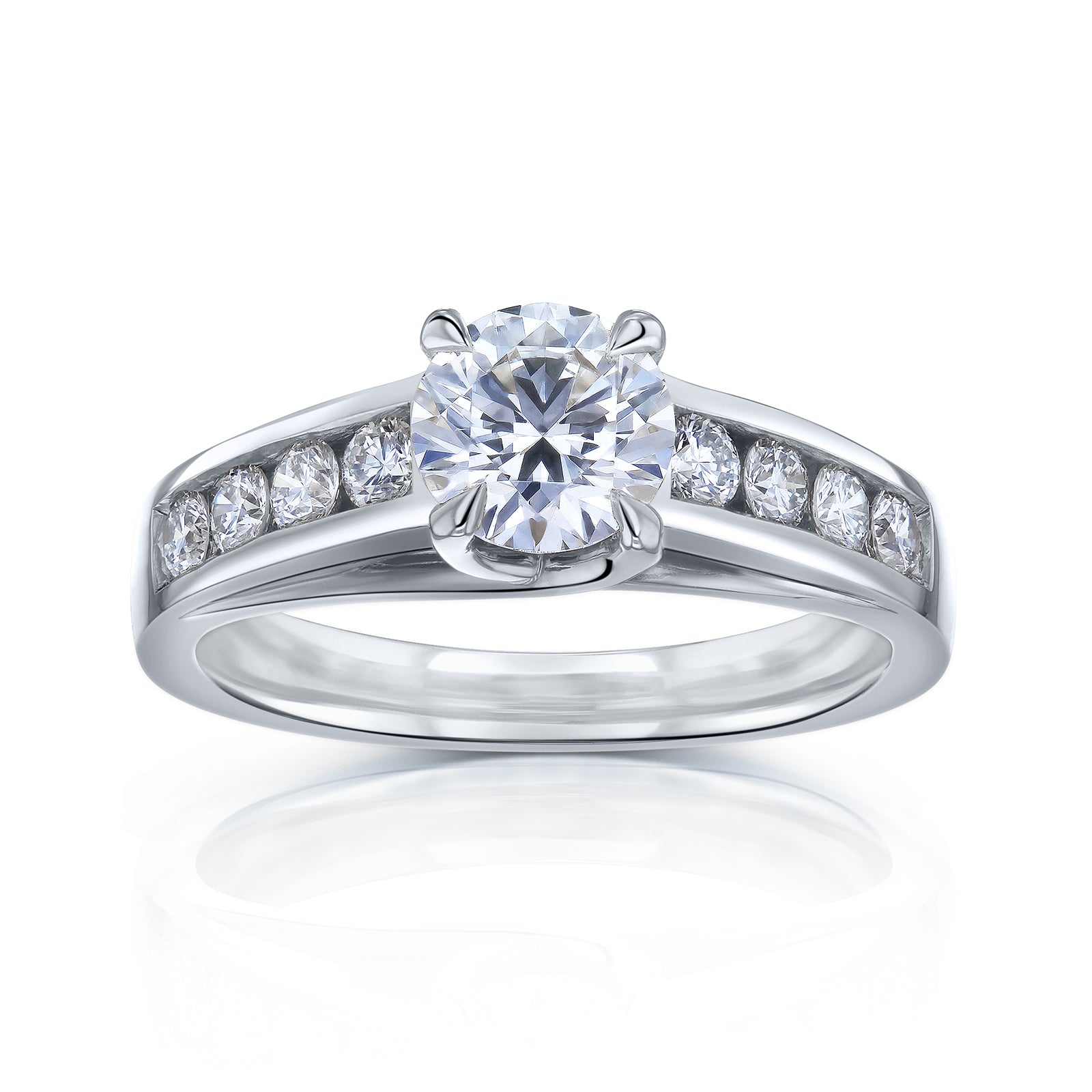 Lab-Grown Diamond Channel Band Engagement Ring in 14k White Gold