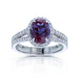 2.9 Carat Alexandrite and Diamond Halo Aurora Ring in White Gold