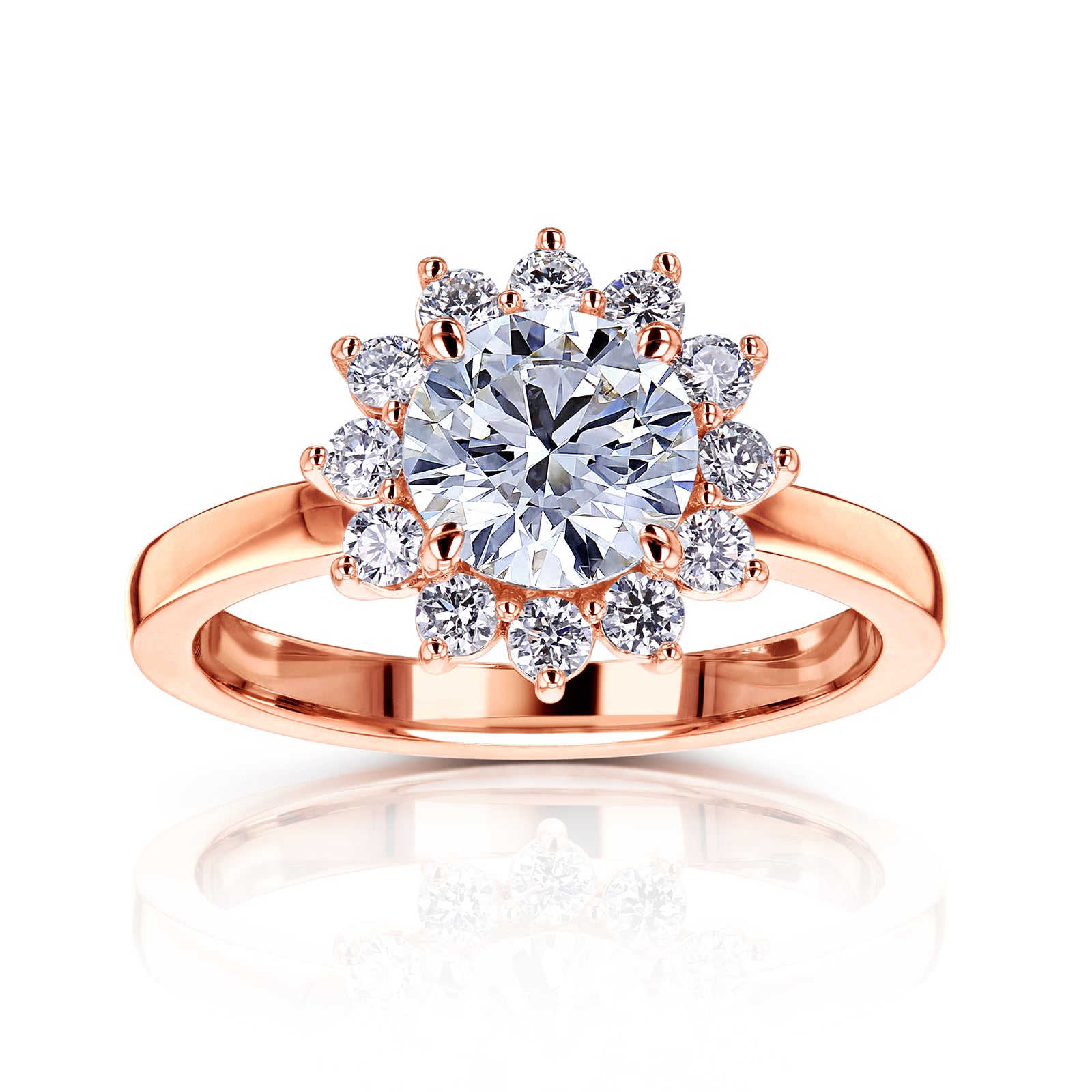 Lab Grown Diamond Burst Halo Himawari Ring