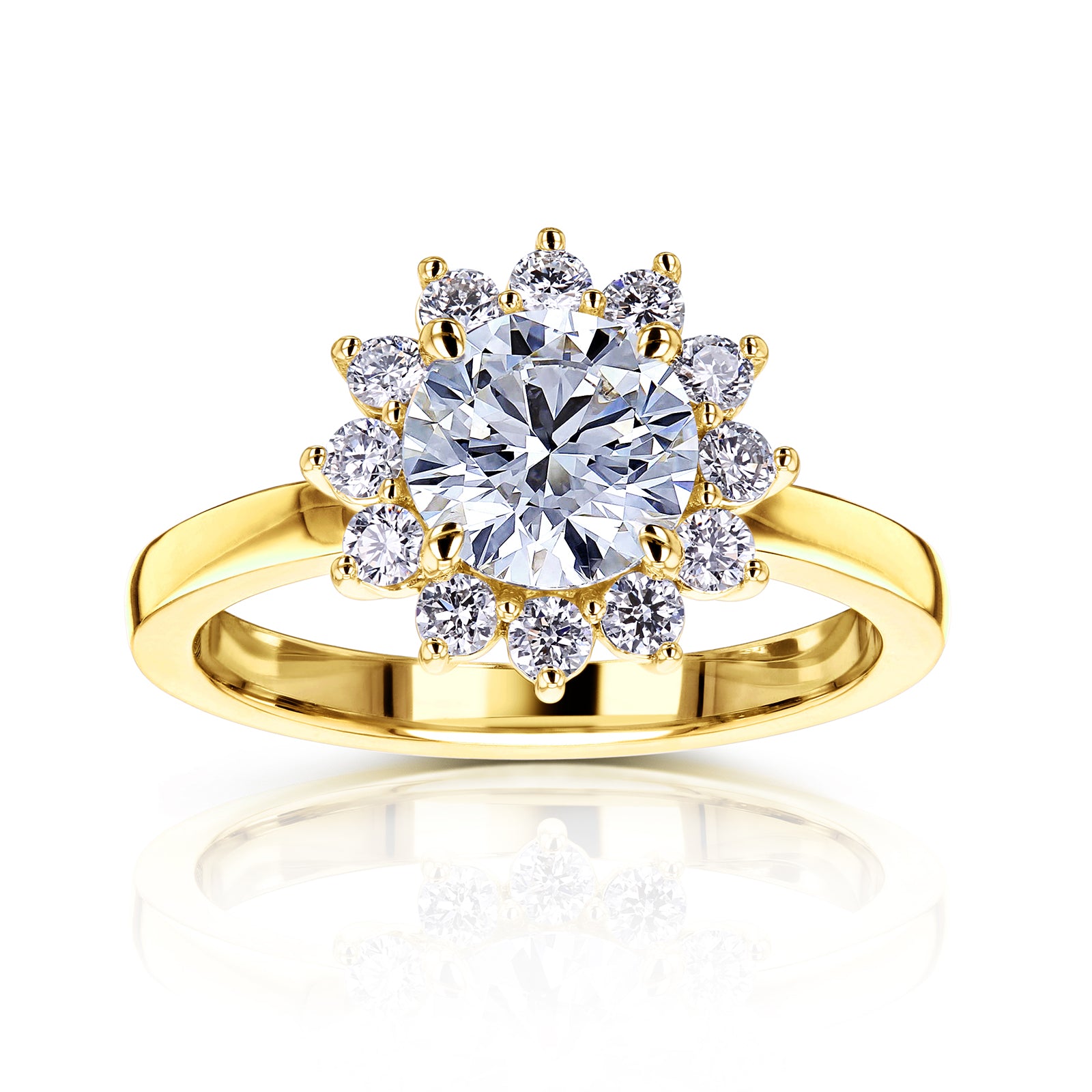 Lab Grown Diamond Burst Halo Himawari Ring