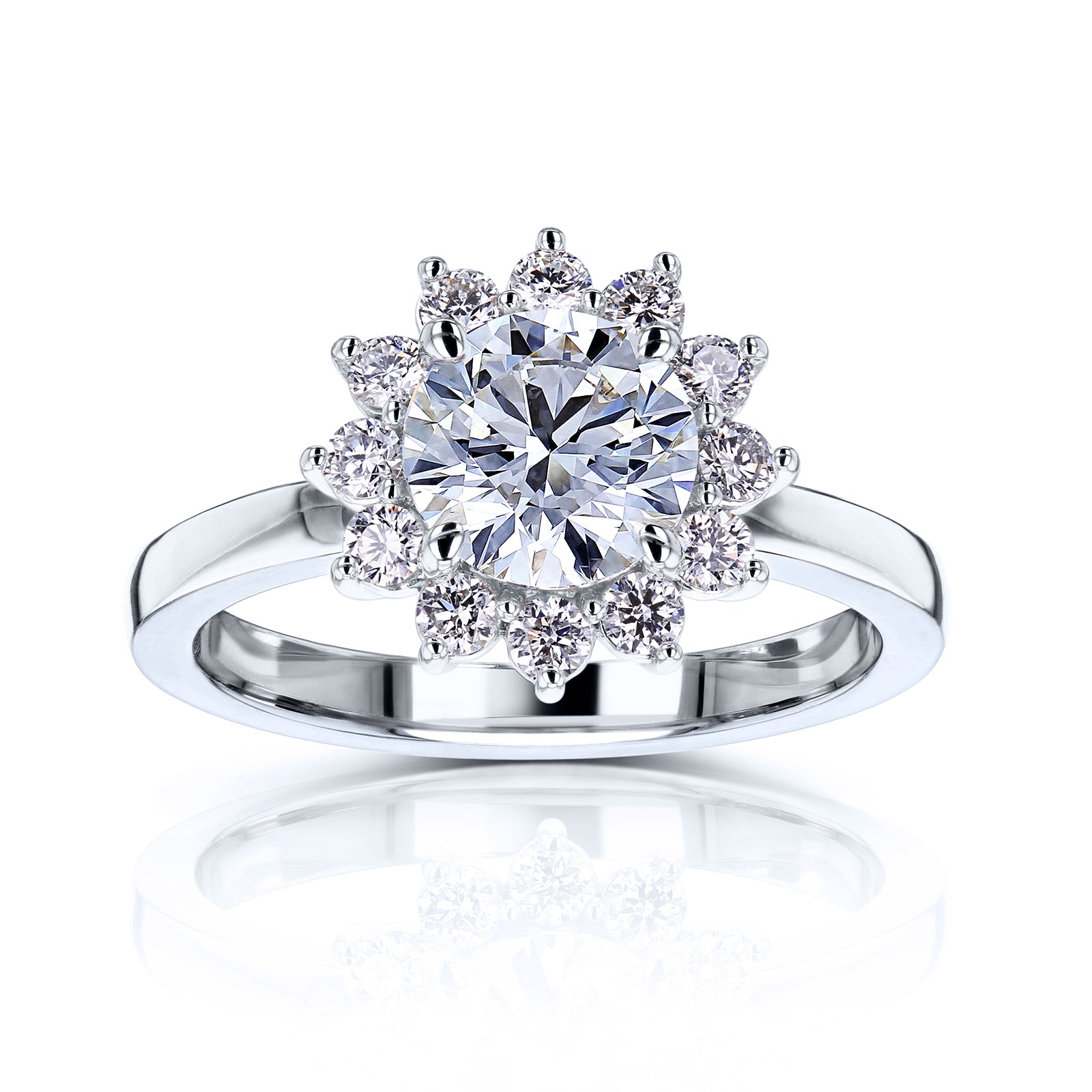 Lab Grown Diamond Burst Halo Himawari Ring