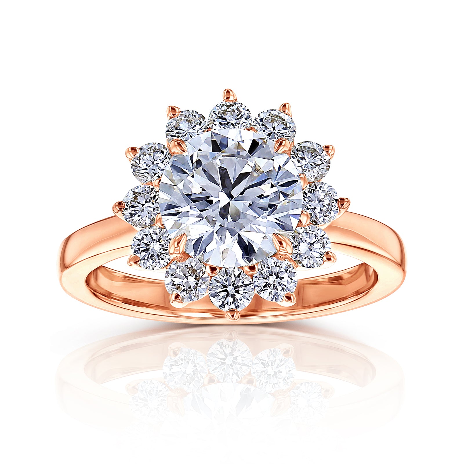 Lab Grown Diamond Burst Halo Himawari Ring