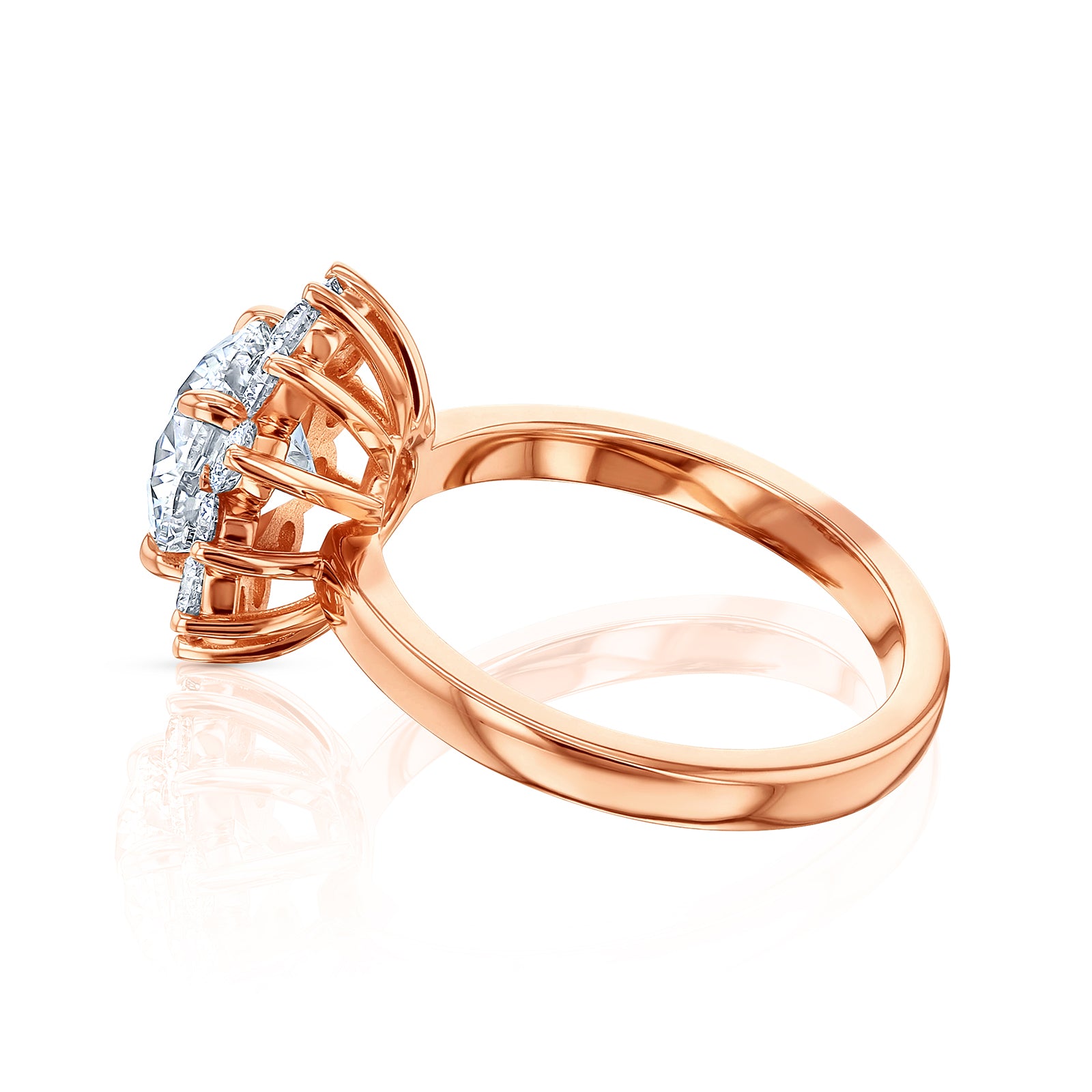 Lab Grown Diamond Burst Halo Himawari Ring